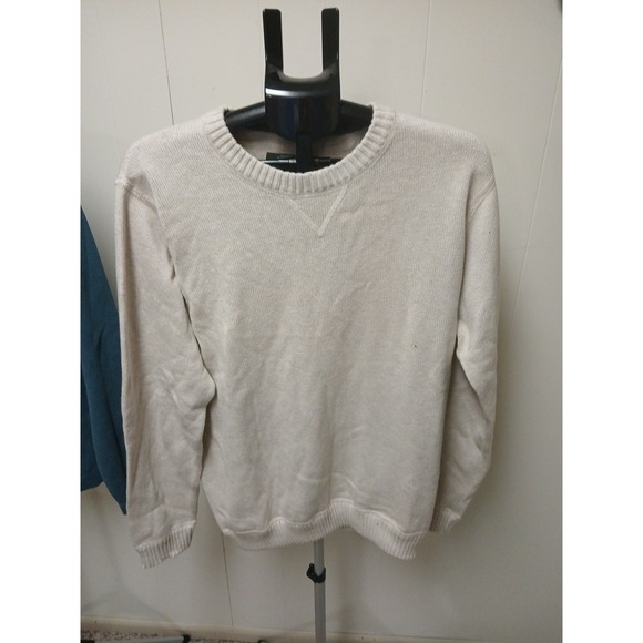 Lot Of 2 Eddie Bauer Sweaters Men Large Pullover Heavy Outdoor Warm Cream Blue - Picture 1 of 13